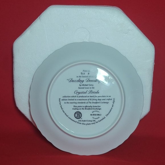 Bradford Exchange Crystal Petals Dazzling Dewdrops Michael Gerry Decorative Plat - Picture 4 of 9